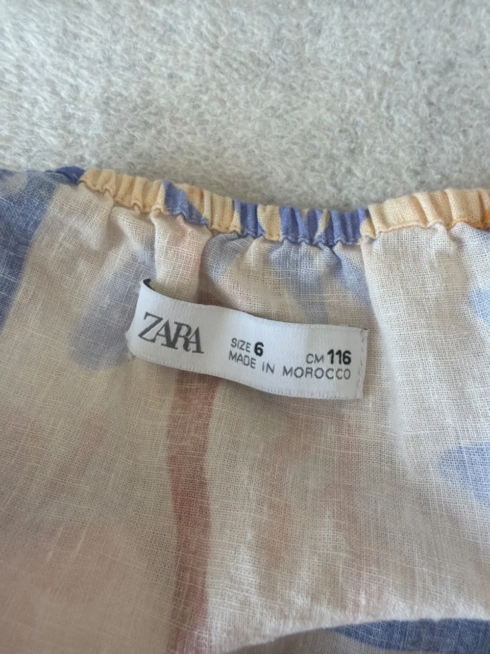 Zara Girls’ Linen Tank Top with Bold Tropical Pattern in Blues, Pink, and Browns